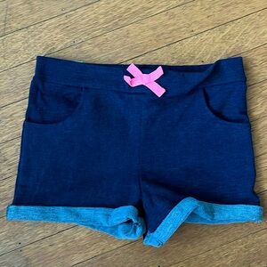 Cynthia Rowley NWT soft shorts, navy, cute pink bow at waist, girls size 7/8